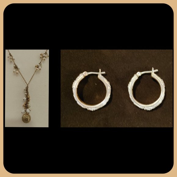 LIZ CLAIBORNE || Drop Necklace & Hoop Earrings - Picture 1 of 6